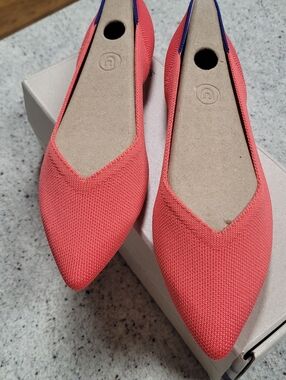 Rothy's The Point II Flat Sz 8 Tropical Punch Orange Coral Pink New In Box